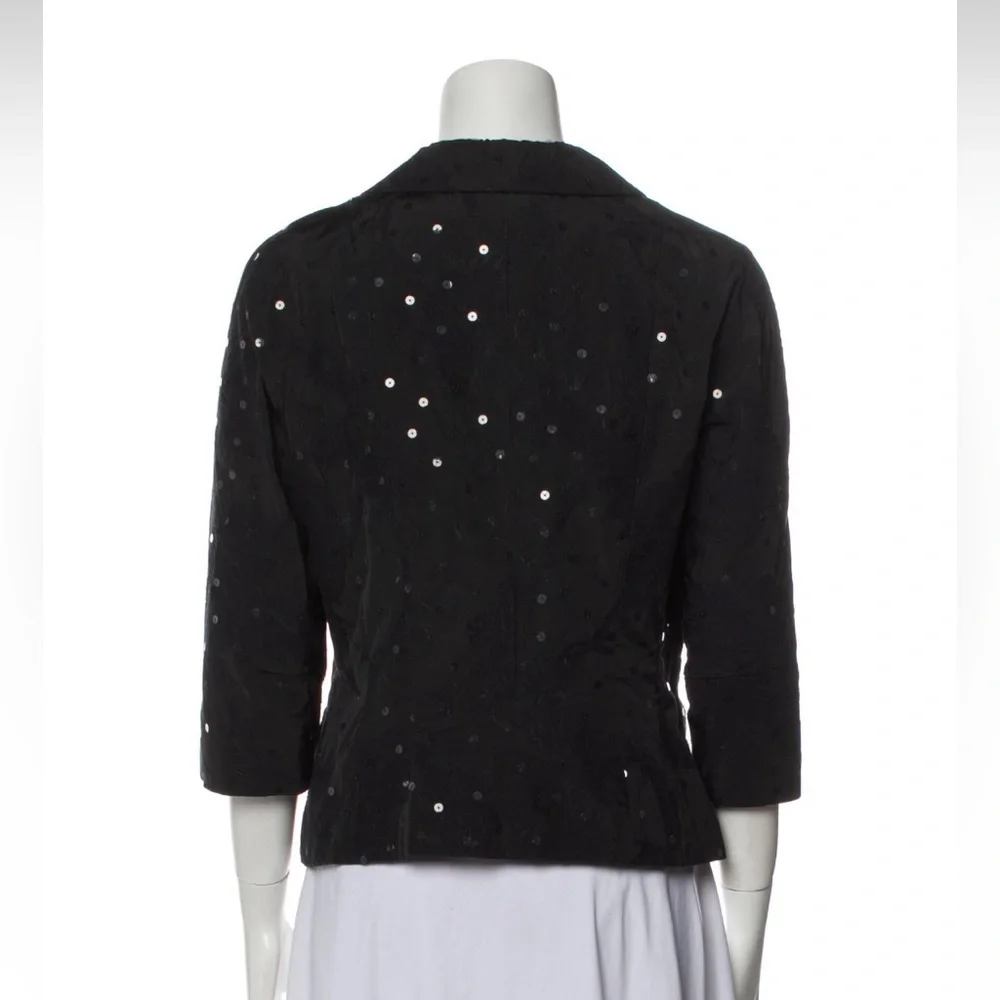 Sônia Bogner womens evening Jacket small Black Sequin Collar shimmer 3/4 sleeve  - Picture 5 of 16